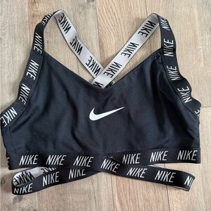 Nike Women's Black and White Strappy Sports Bra